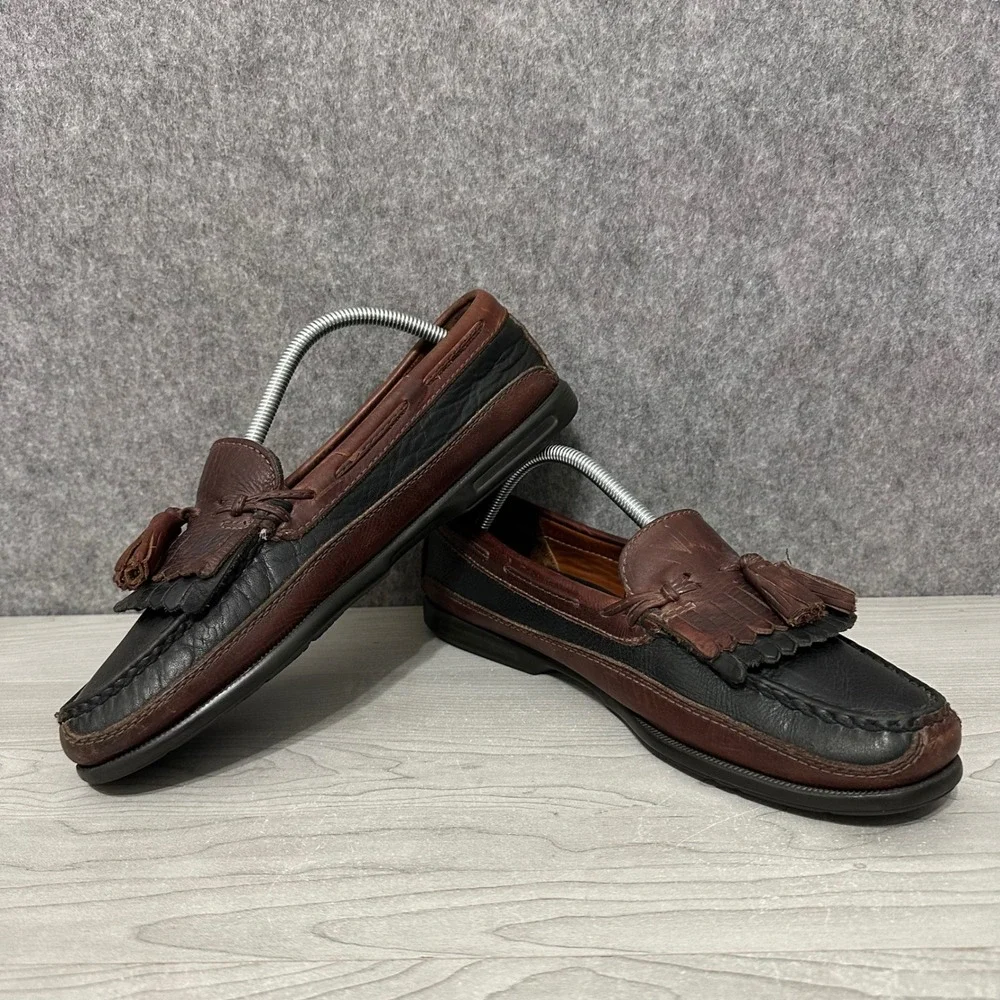 Johnston & Murphy Aragon II Kiltie Tassel‎ Loafers Mens 10 Black Brown Leather